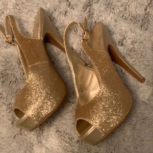 Gold platform heels